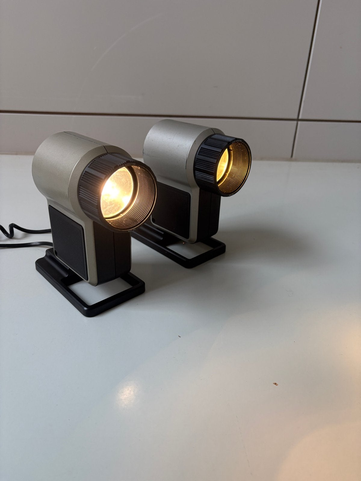 Vintage set Philips design Halogeenspots verstelbaar 80s, Halogeen, Kunststof, Gebruikt, Ophalen of Verzenden