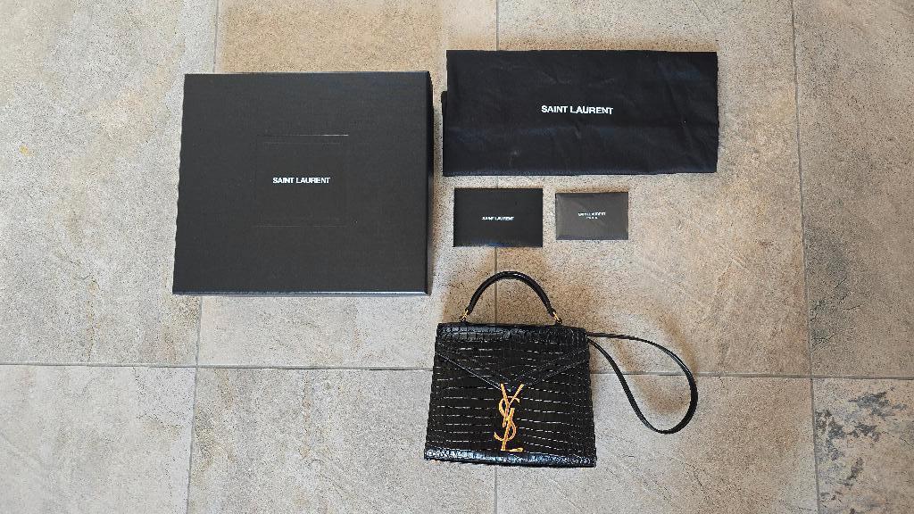 Saint Laurent YSL Black Croc Cassandra Mini Top Handle Bag, Ophalen of Verzenden, Nieuw, Zwart, Schoudertasje