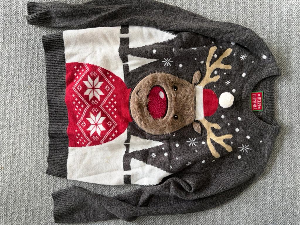 Leuke Kersttrui met Rendier - Maat L, Ophalen of Verzenden, Zo goed als nieuw, Maat 52/54 (L), Grijs