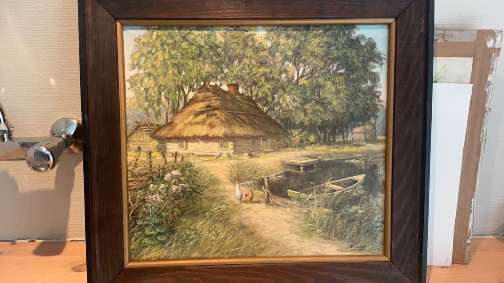 Oud boerderijtje, Antiek en Kunst, Kunst | Schilderijen | Klassiek, Ophalen of Verzenden