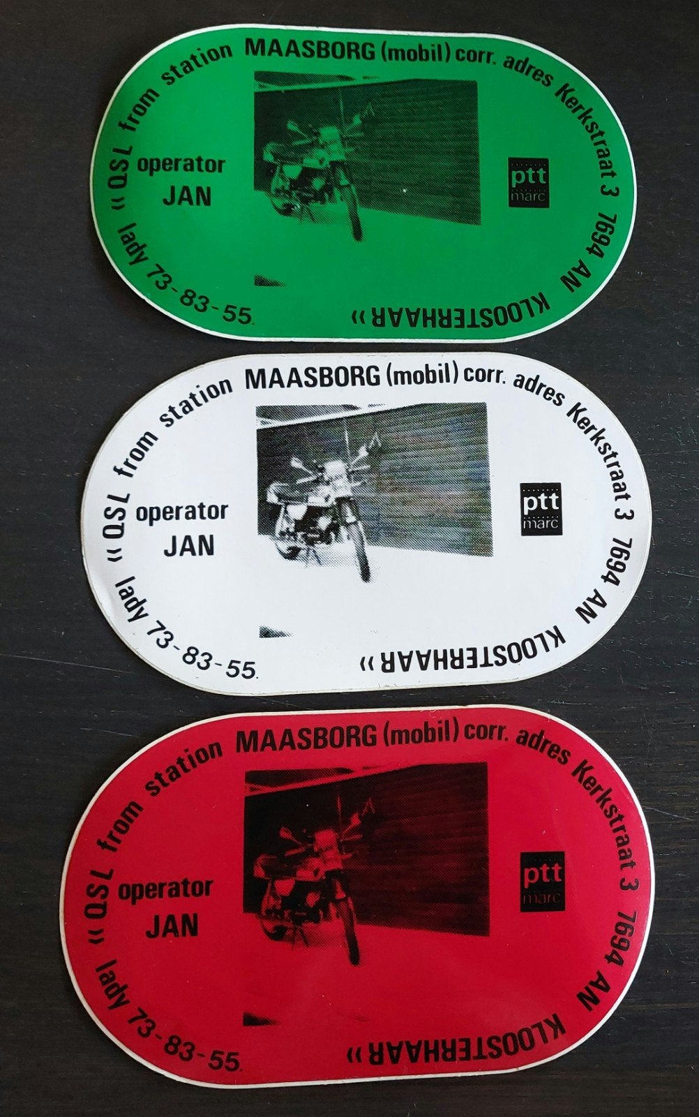3 stickers QSL Lady Maasborg Kloosterhaar piratenzender, Ophalen of Verzenden