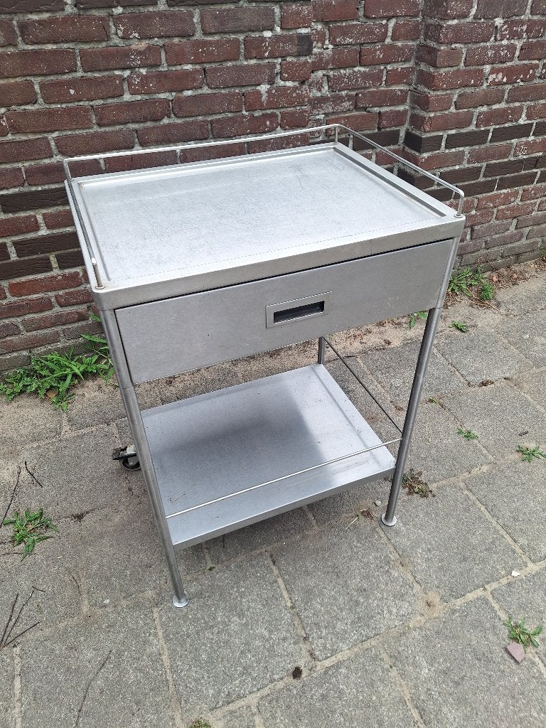 RVS Keuken Trolley met la, Ophalen, Gebruikt, 50 tot 100 cm, Minder dan 100 cm