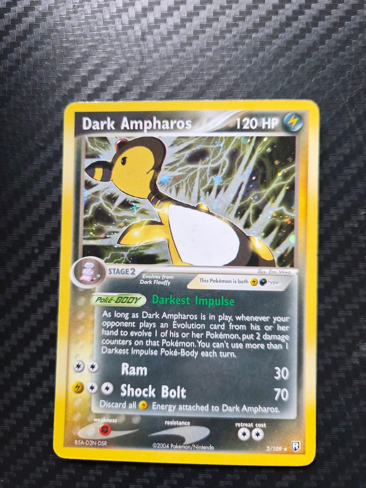 Dark Ampharos 2/109 Holo Rare EX Team Rocket Returns, Ophalen of Verzenden, Zo goed als nieuw, Losse kaart, Foil