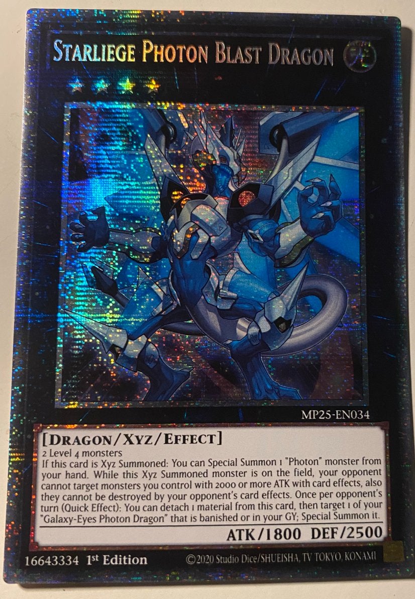 Yu-Gi-Oh! Starliege Photon Blast Dragon MP25 1st Edition !, Ophalen of Verzenden, Zo goed als nieuw, Losse kaart, Foil