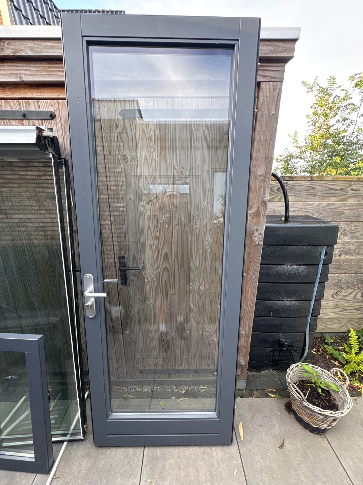 Moderne Buitendeur met Glas - 233x89 cm, Ophalen, 80 tot 100 cm, 215 cm of meer, Glas