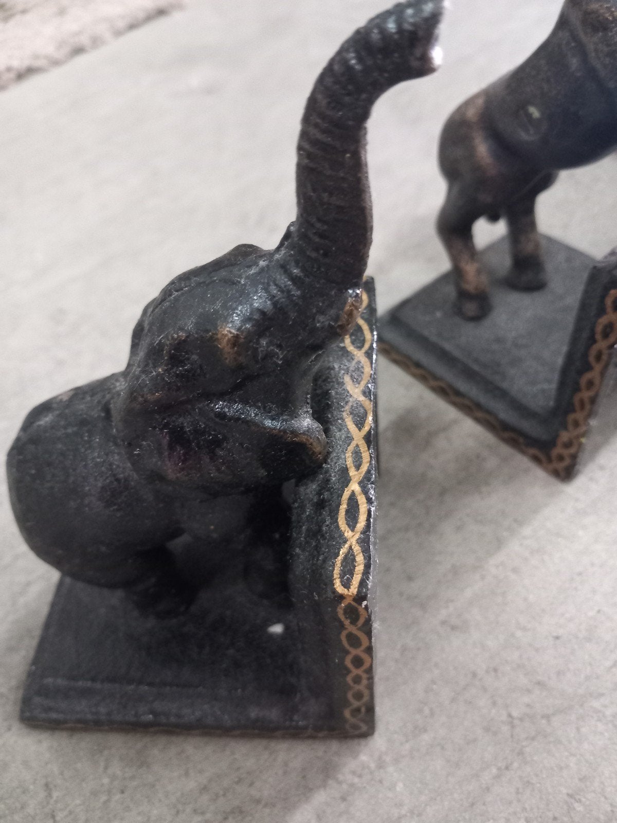6 stuks Bronzen Boekensteunen - 2 Olifant,2 Paard en 2 Kanon, Ophalen of Verzenden