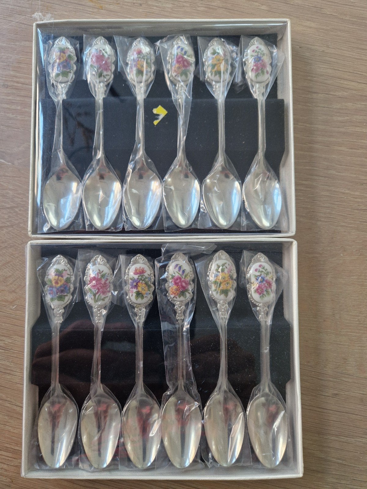 Vintage theelepel set met porselijnen bloemmotief uit japan, Ophalen of Verzenden
