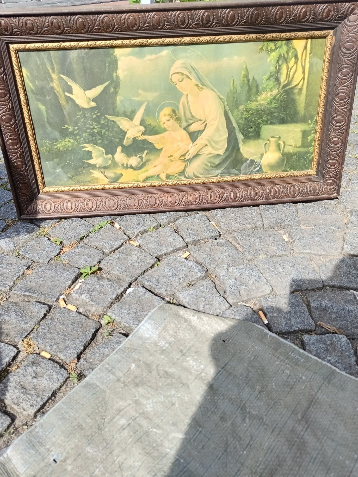 Schilderij Marie en kindje Jezus, Ophalen