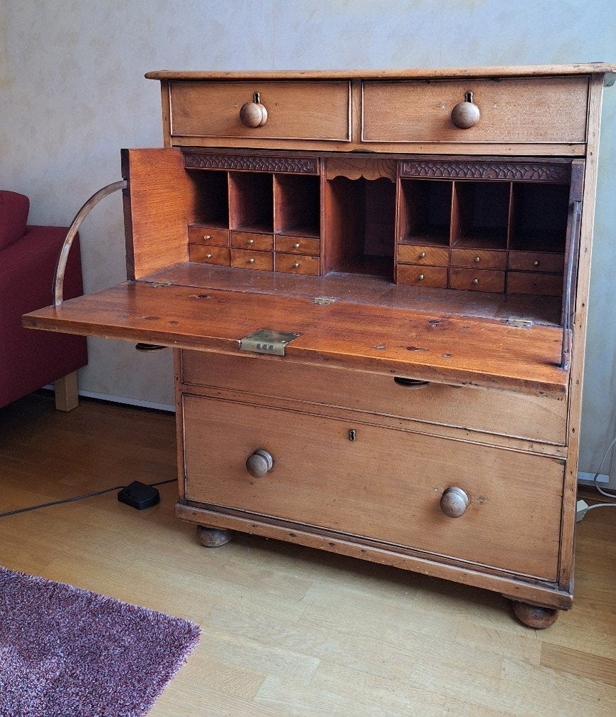Antiek eiken secretaire (Victorian Oak), Antiek en Kunst, Ophalen