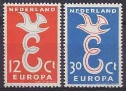 Nederland NVPH nr 713/4 ongebruikt Europazegels 1958, Ophalen of Verzenden, Na 1940, Postfris