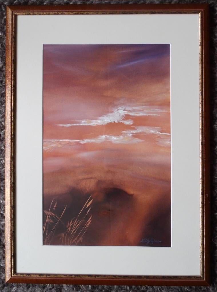 origineel aquarel schilderij landschap Nelly Giesen, Antiek en Kunst, Ophalen of Verzenden