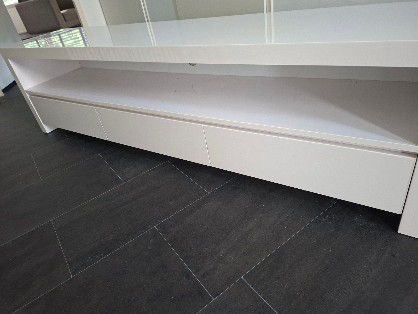 Witte TV-meubel met lades - 40x50x190 cm, Ophalen, Overige materialen, 150 tot 200 cm, Zo goed als nieuw