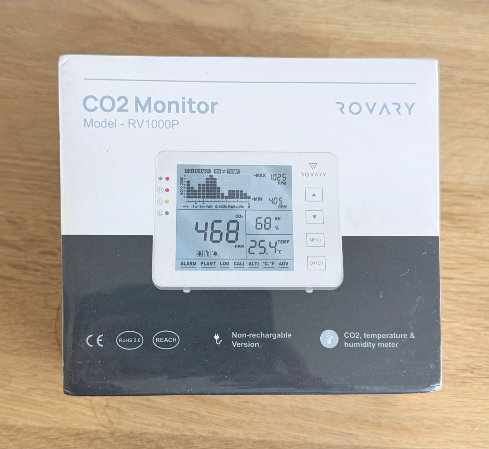 Rovary CO2 Meter - CO2, temperatuur & luchtvochtig, Ophalen of Verzenden, Nieuw