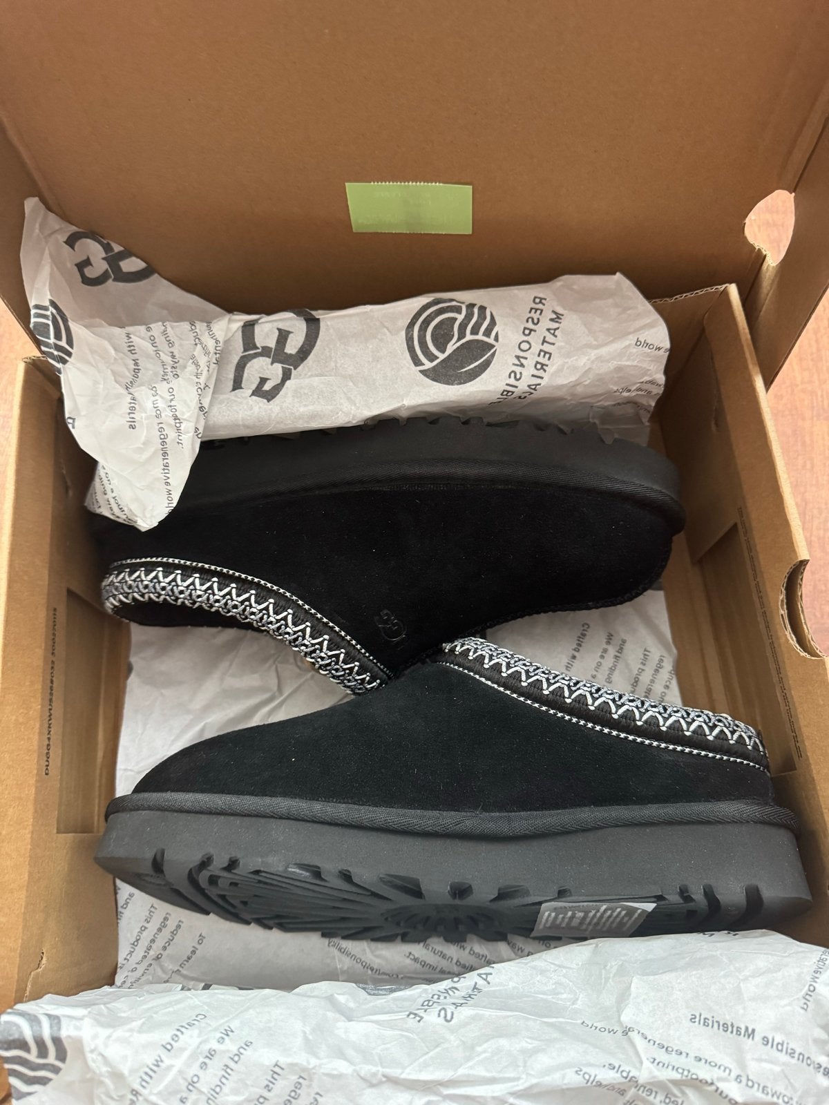 Nieuwe UGG Tasman pantoffels maat 38, Zwart, Nieuw, Ophalen of Verzenden, Pantoffels of Sloffen