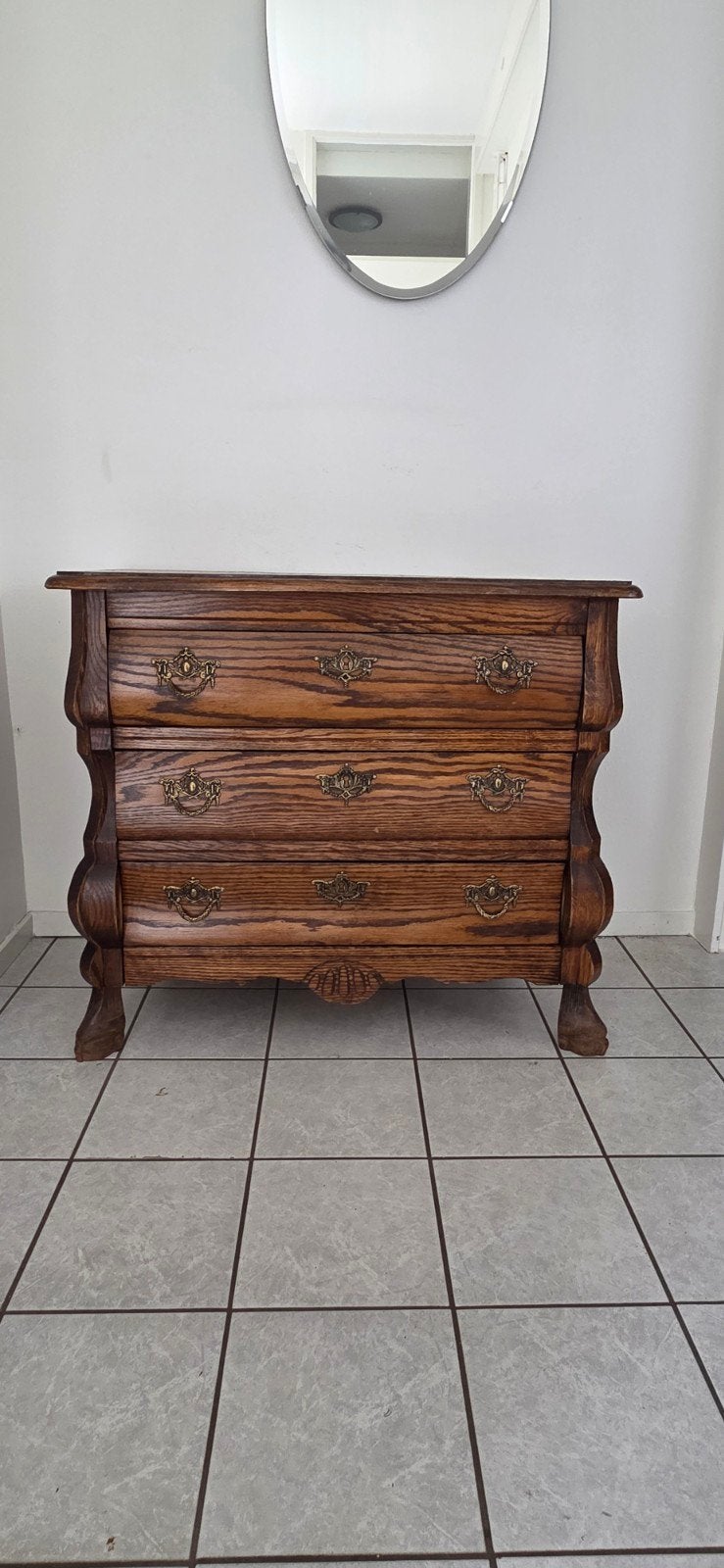 Vintage Eiken Commode met 3 Lades - 63x73x40 cm, Ophalen