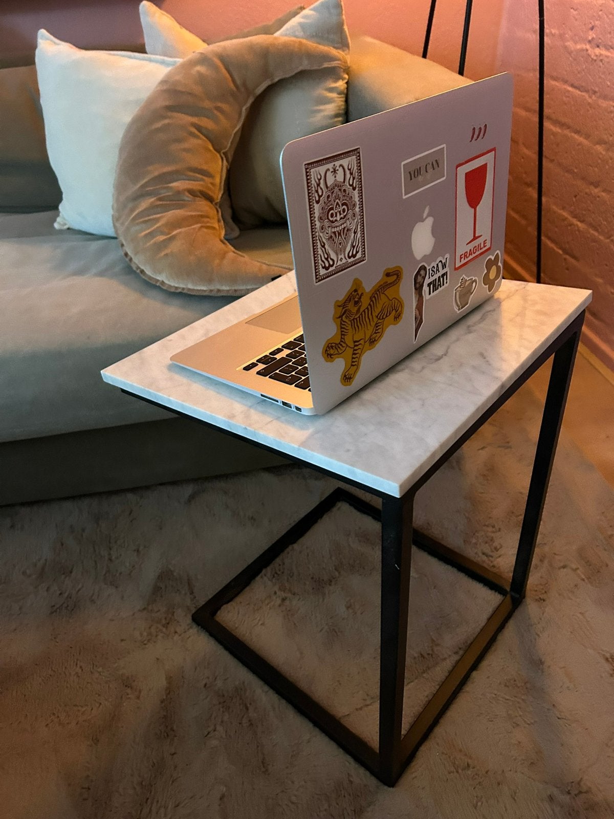 Laptoptafel Marmer | bijzettafel bank, Huis en Inrichting, Ophalen, Minder dan 55 cm, Gebruikt, -