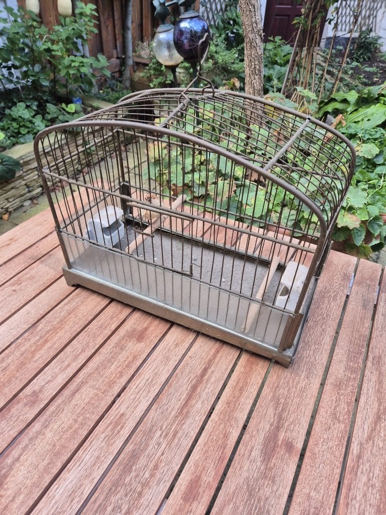 Oude messing vogelkooi – vintage brocante – 40 cm, Ophalen