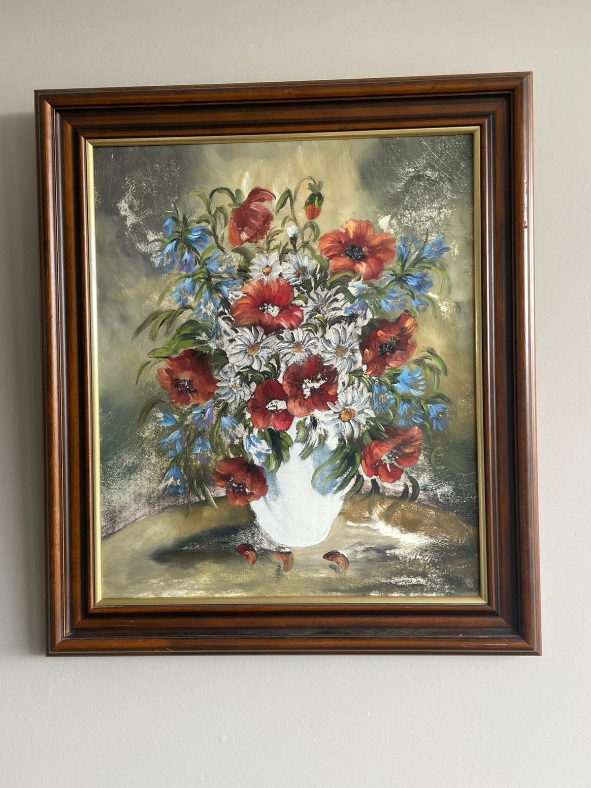 Veldboeket mooie kleuren, Ophalen, Doek, Gesigneerd, Stilleven