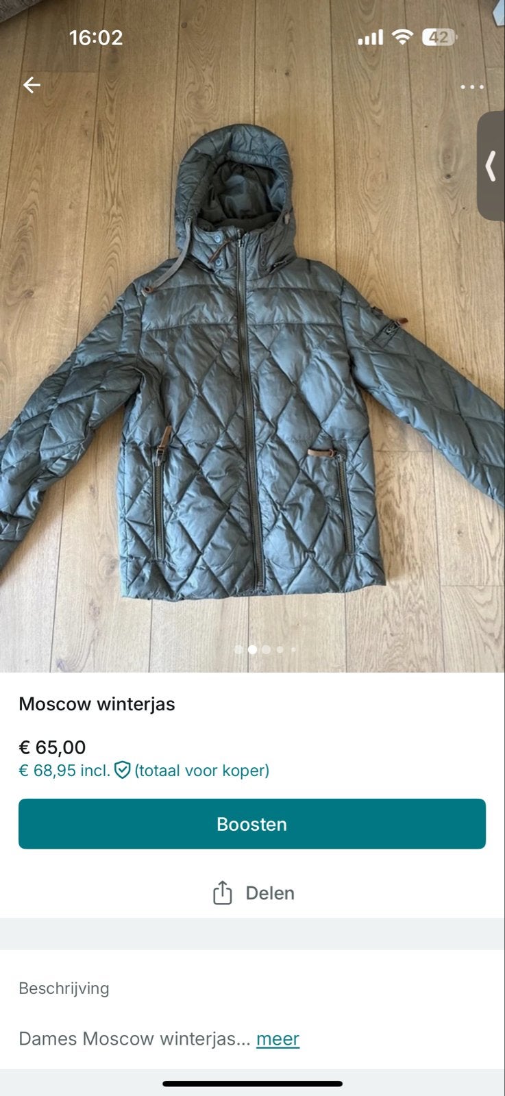Moscow winterjas, maat S, zo goed als nieuw, Verzenden, Zo goed als nieuw, Maat 36 (S), Groen