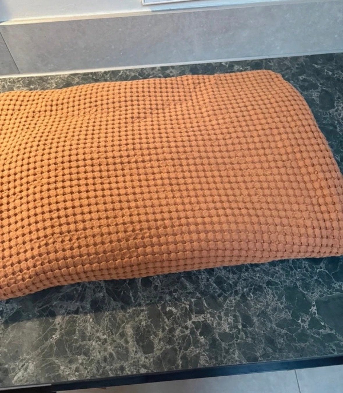 Vandyck wafeldeken - bruin - 155 x 240 cm, Katoen, Ophalen of Verzenden, Zo goed als nieuw, Plaid