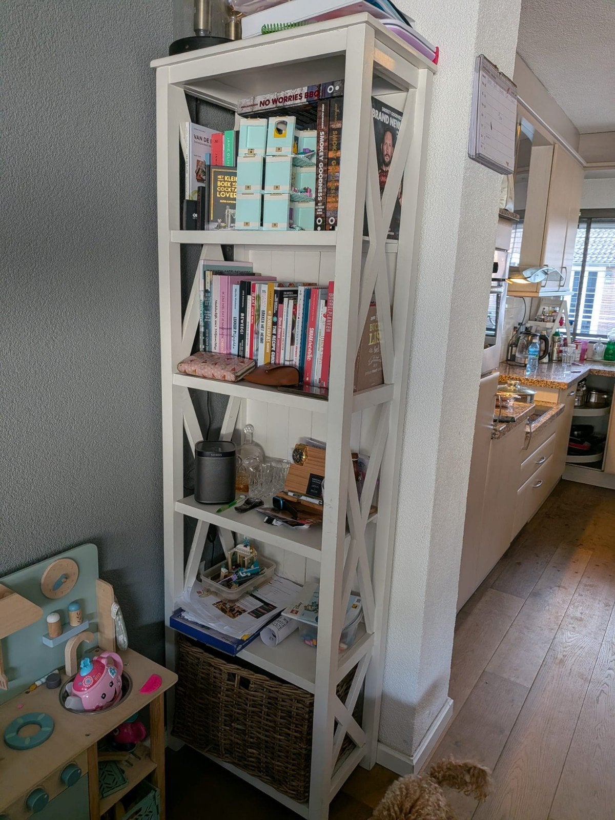 Witte Boekenkast met Dichte Achterkant - 60x200x35 cm, Huis en Inrichting, Ophalen, Met plank(en), Gebruikt, 50 tot 100 cm