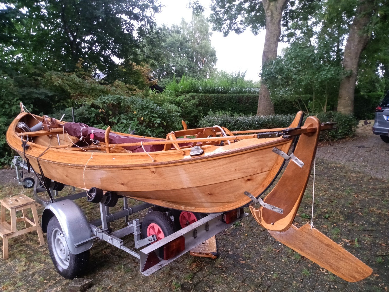 houten roei/zeilbootje. type Elf. Oughtred ontwerp + trailer, Watersport en Boten, Open zeilboten, Ophalen, Overige typen, 5 m