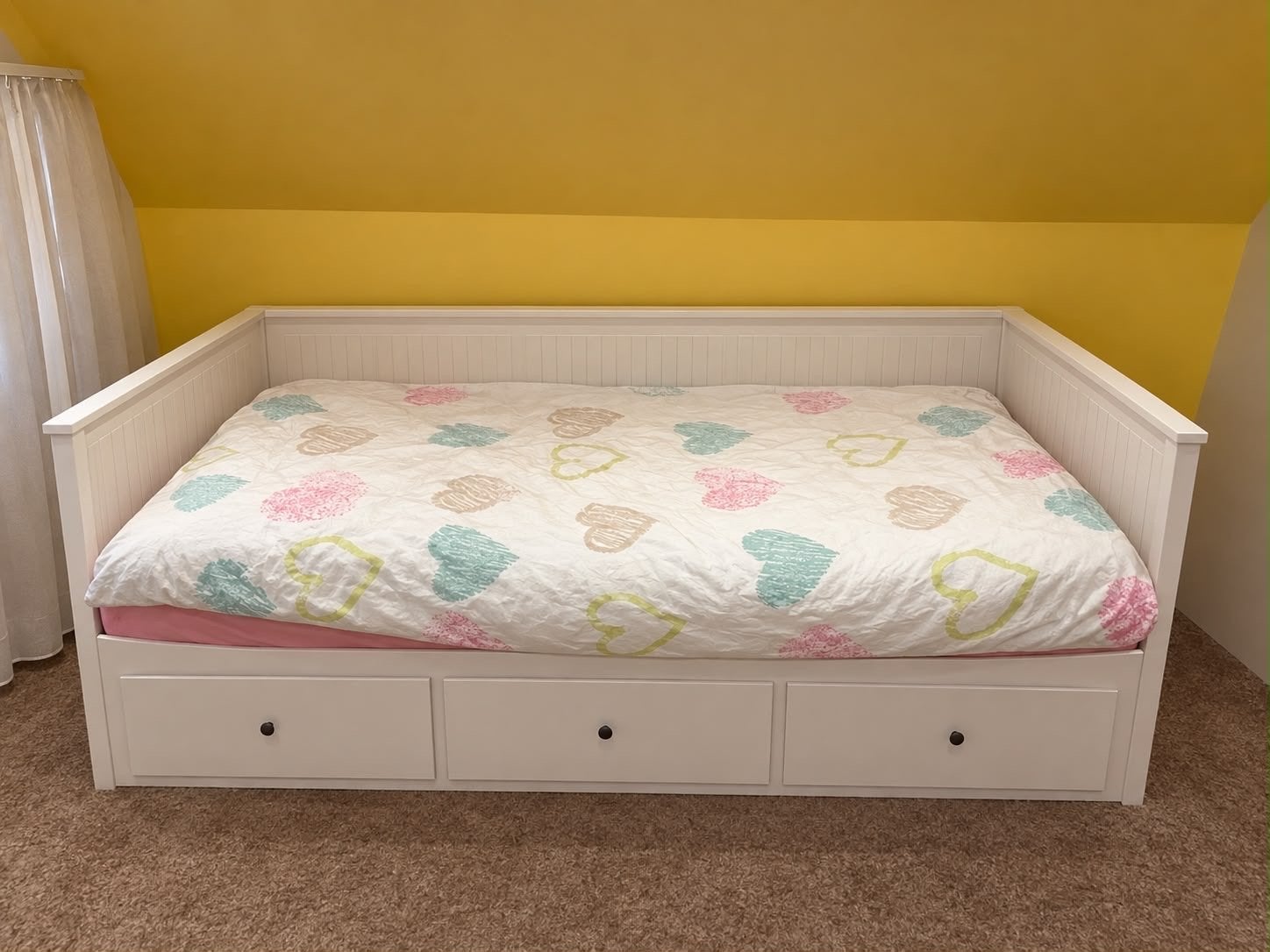 IKEA Hemnes Bedbank - 1-persoons uitschuifbaar naar 2-persoo, Ophalen, Wit, Tweepersoons, 80 cm