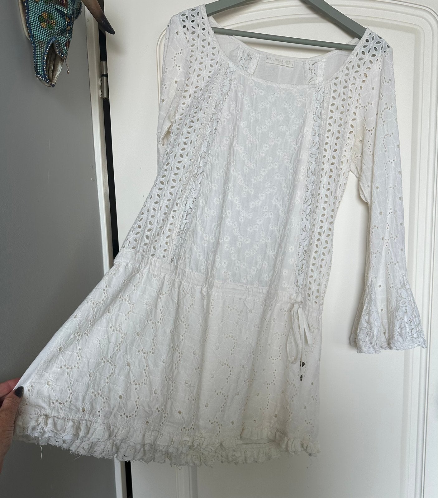 Isla Ibiza Bonita , boho off shoulder jurkje , wit , maat L, Maat 38/40 (M), Wit, Ophalen of Verzenden, Zo goed als nieuw