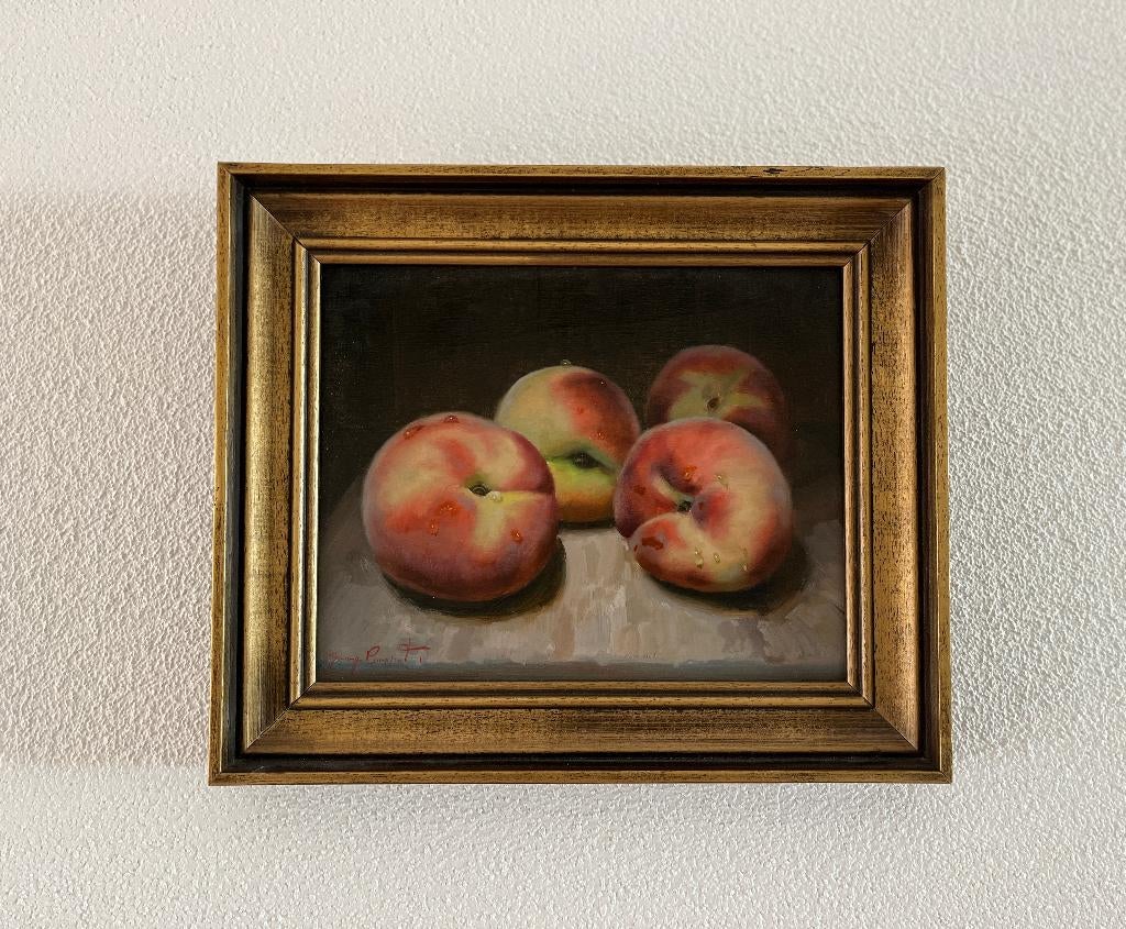 Schilderij pruimen op paneel. Giuseppe Cacciapuoti., Ophalen