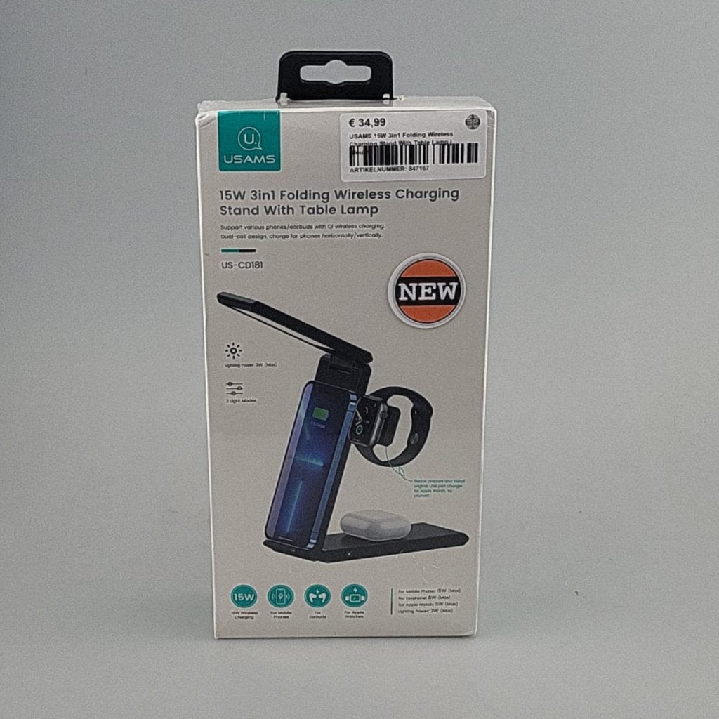 USAMS 15W 3in1 Folding Wireless Charging Stand With Table La, Telecommunicatie, Flex Ltd., Nieuw, https://flex.com/contact-us