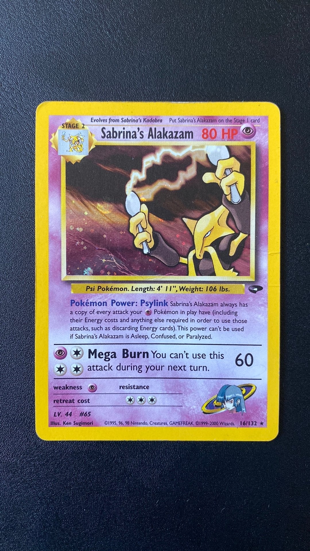 Pokemon sabrina alakazam holo 16/132 gym challenge, Ophalen of Verzenden, Gebruikt, Losse kaart