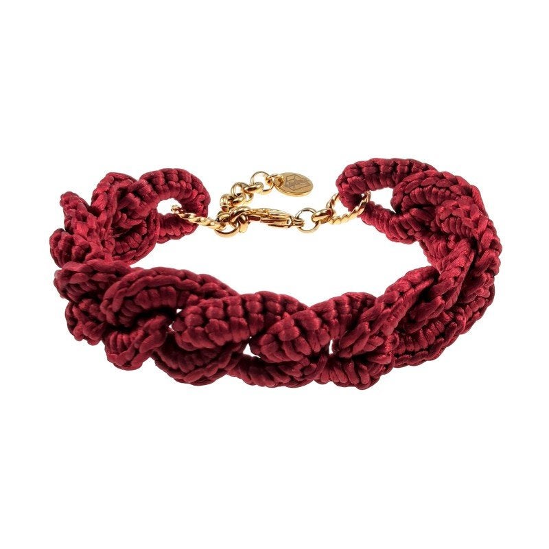 Exclusieve Damesarmband Bordeaux Gehaakte Schakels RVS, Overige materialen, Birgitta-Gracht 33, 6465 EL Kerkrade, Nederland, Verzenden