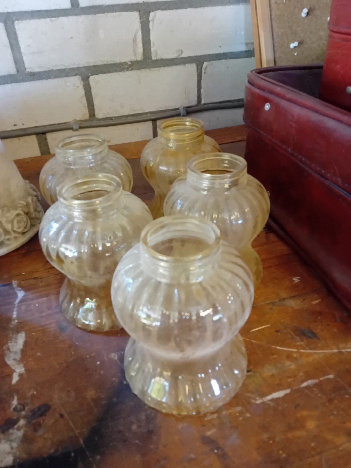 Set van 5 vintage glazen lampenkappen, Antiek en Kunst, Antiek | Lampen, Ophalen