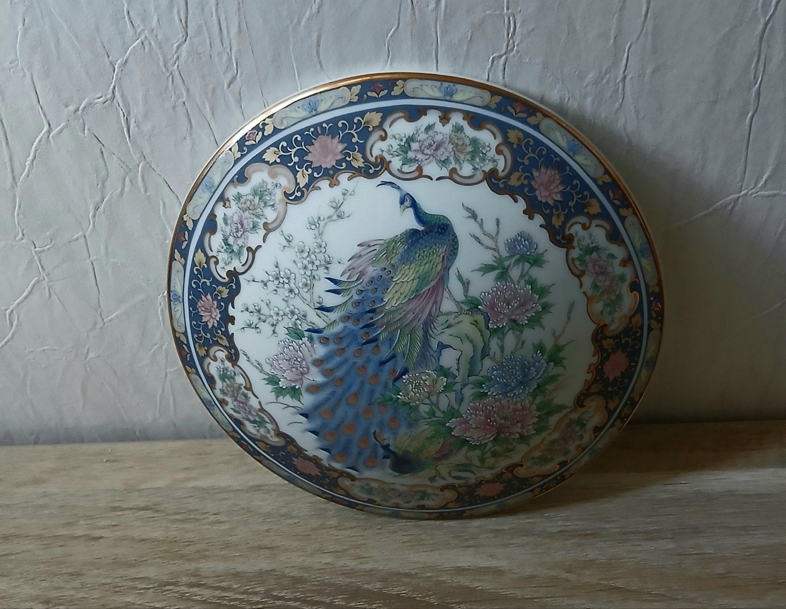 Vaga Japan Trinket Box Pauw Met Bloemen Vintage, Antiek en Kunst, Ophalen of Verzenden