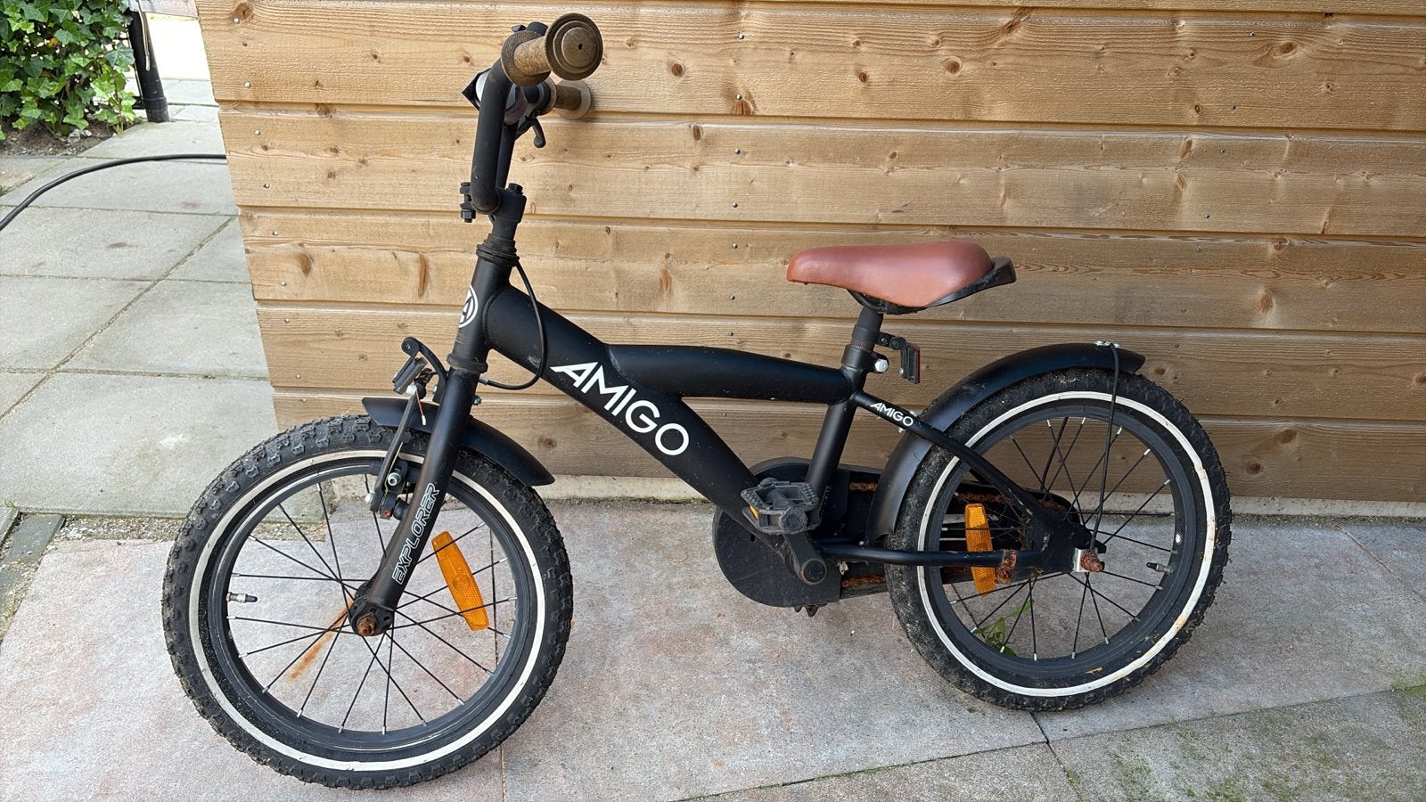 Amigo Kinderfiets Zwart - 16 inch, Ophalen, Gebruikt, Terugtraprem, 16 tot 20 inch