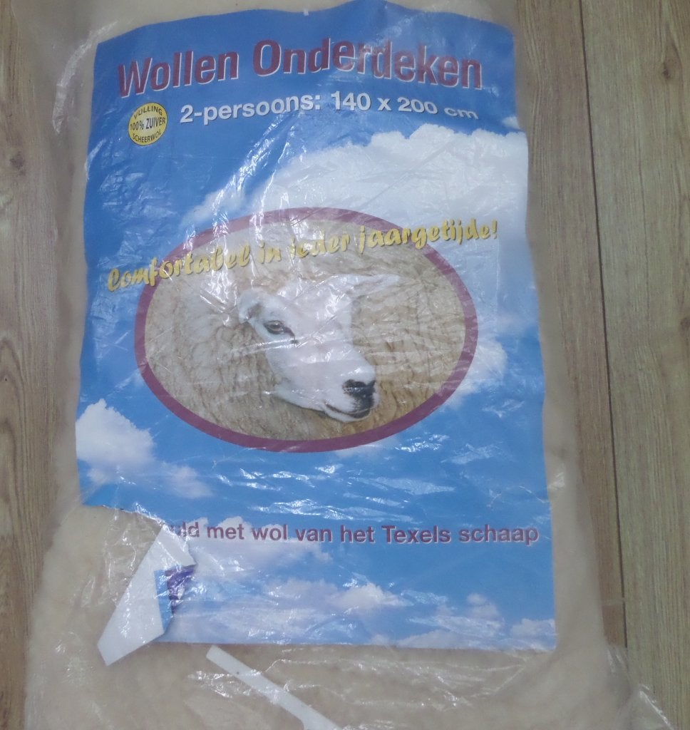 100% TEXELER SCHAPEN WOLLEN ONDERDEKEN 140x200, Wit, Overige typen, Ophalen of Verzenden, Overige merken