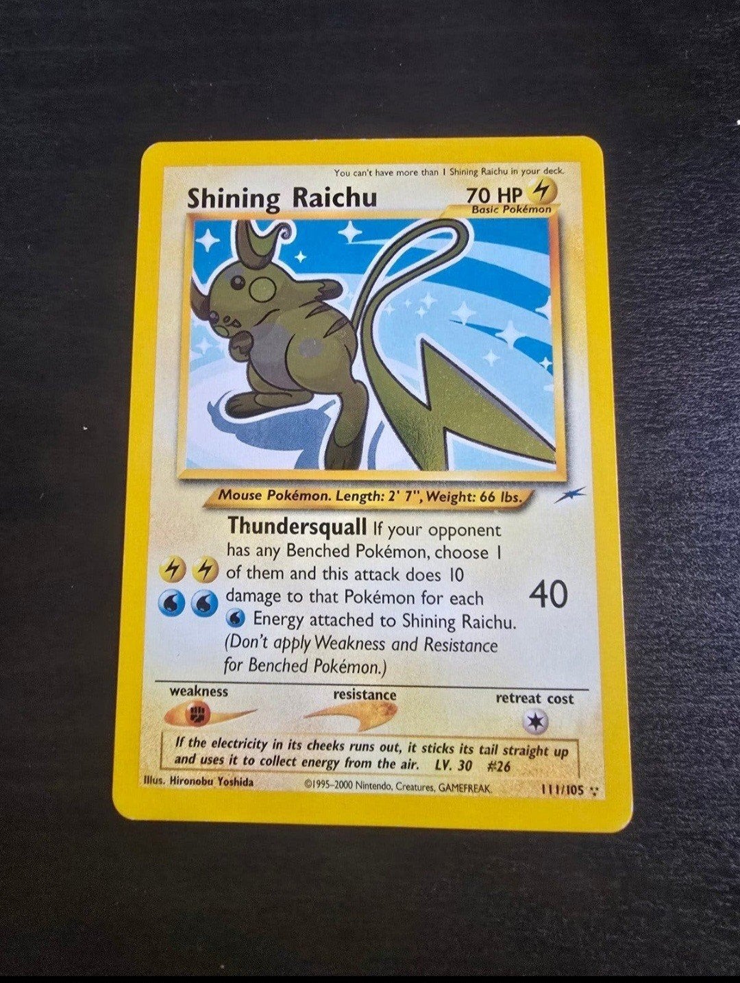 Shining Raichu! Zeldzame Pokemon Kaart, Ophalen of Verzenden