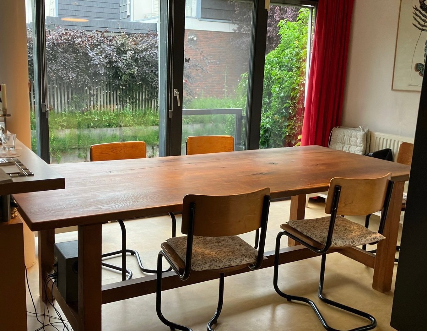 Eettafel, massief eiken, 6 -8 pers., 240 x 99 cm, Huis en Inrichting, Ophalen, Eikenhout, 200 cm of meer, 50 tot 100 cm