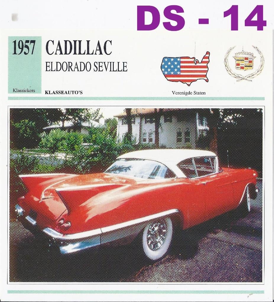 Ds14 autokaart cadillac eldorado seville ( 1957 ), Ophalen of Verzenden, Zo goed als nieuw