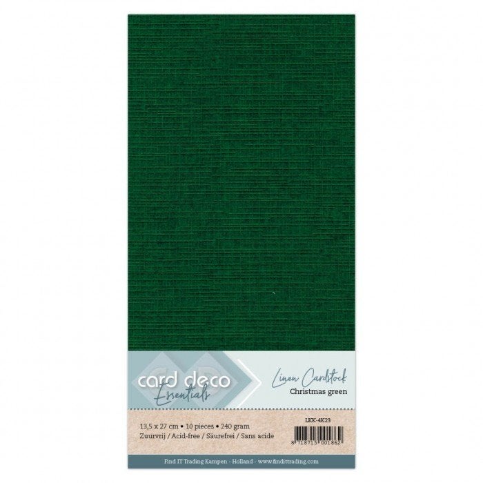 Card Deco linnenkarton vierkant 23 Kerstgroen 10 vel 240 gra, Overige merken, Papier of Karton, ., Nieuw