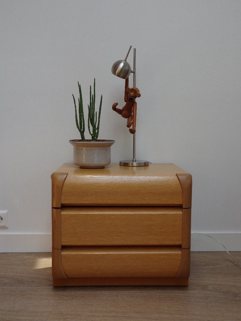 Massief vintage Moser design ladekast jaren 70, Ophalen, Eikenhout, 50 tot 100 cm, Zo goed als nieuw