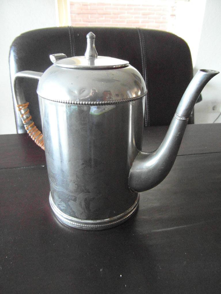 oude Bredemeyer kan nikkel 18 cm H koffiekan, Ophalen of Verzenden
