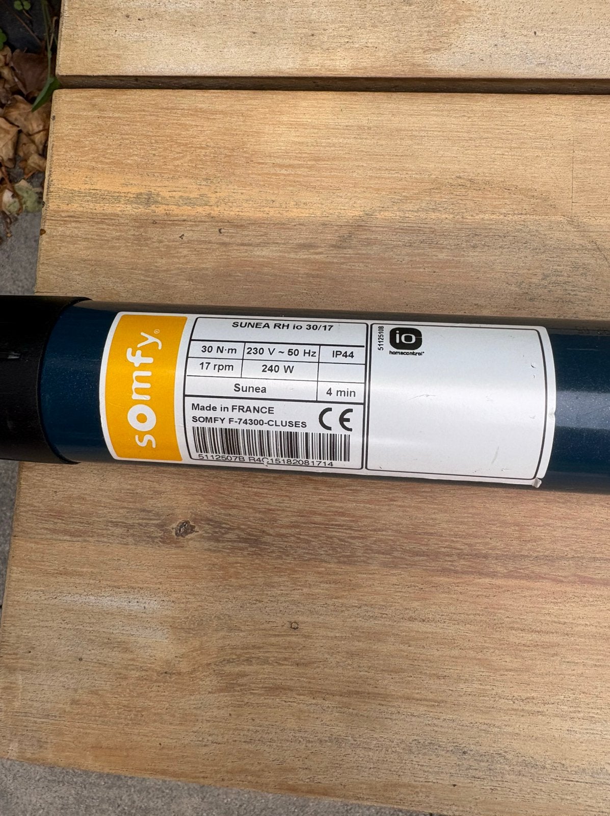 Somfy Sunea RH IO 30/17 Rolluikmotor - zo goed als nieuw, Overige kleuren, Ophalen of Verzenden, Zo goed als nieuw, Minder dan 100 cm