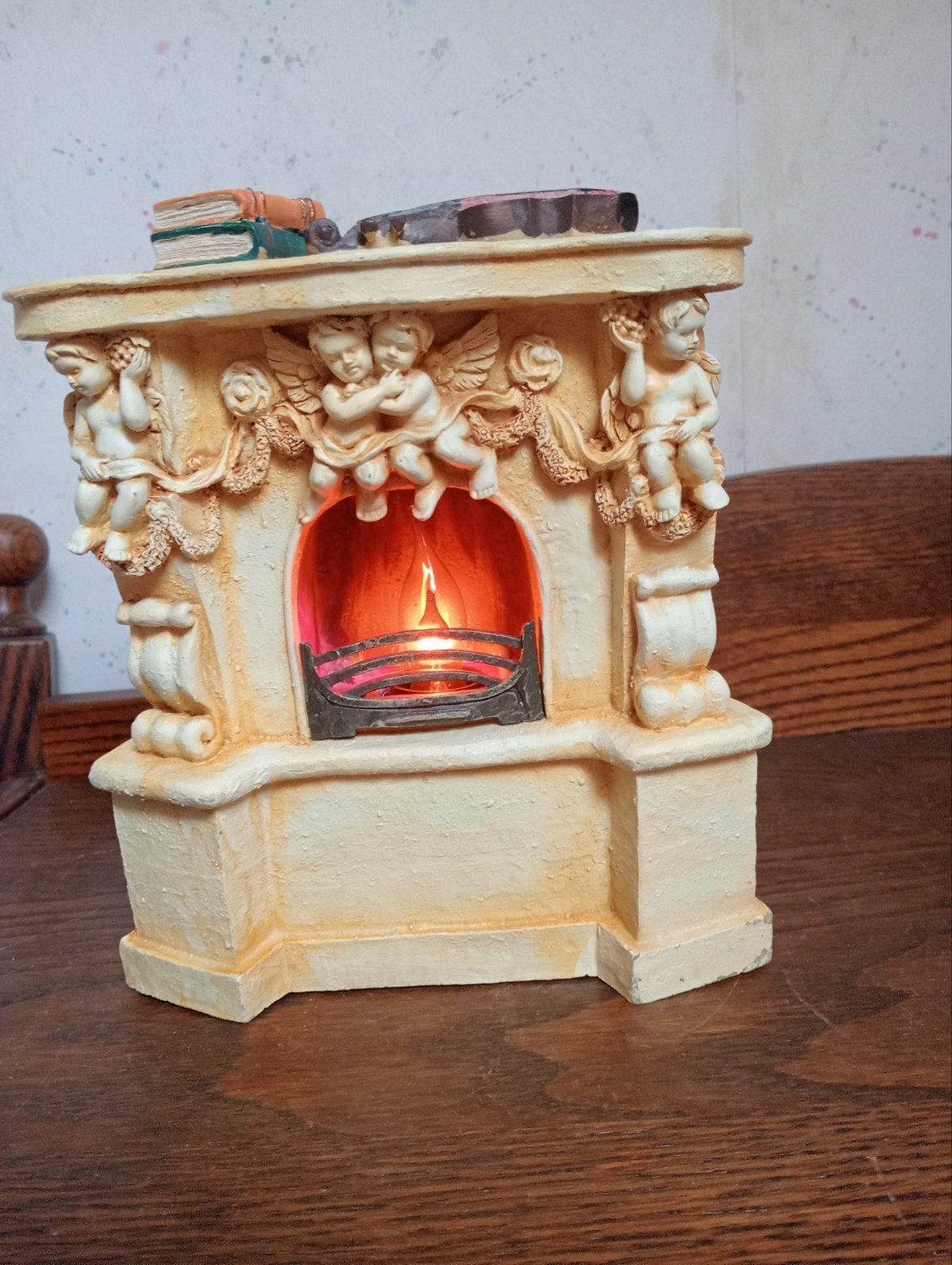 Vintage mini openhaard met verlichting leuk met de kerst, Ophalen of Verzenden, Zo goed als nieuw