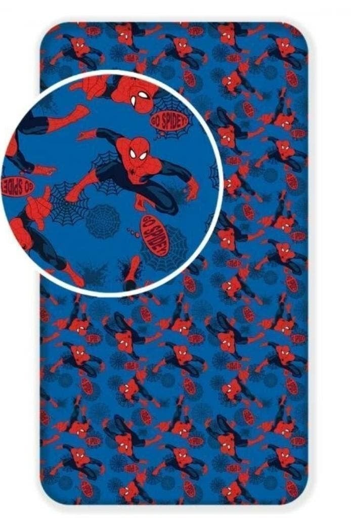 Spiderman Hoeslaken 90x200 cm - Marvel - Katoen, Kinderen en Baby's, Kinderkamer | Beddengoed, Blauw, Hoeslaken of Sloop, Nieuw