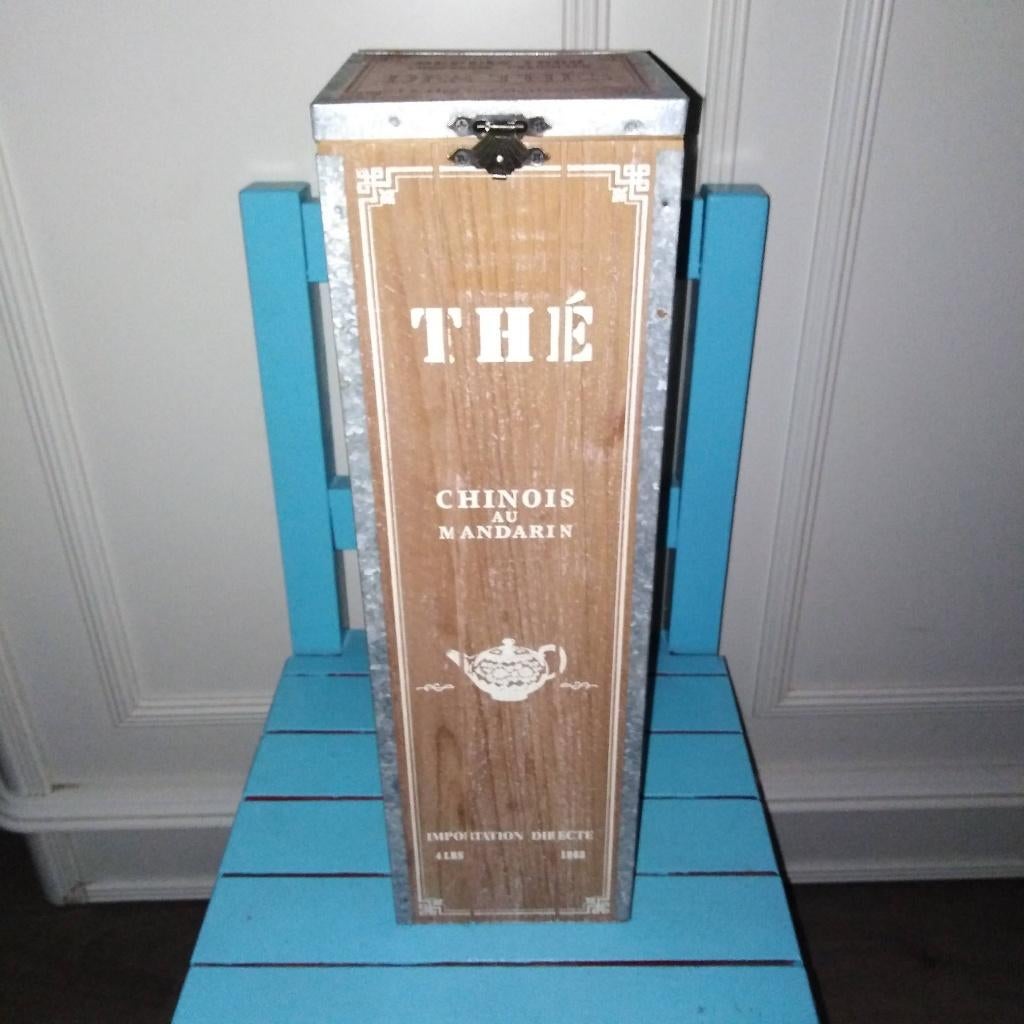 Tea box houten theekist Thé Chinois au Mandarin, Theedoos, Ophalen, Gebruikt, Hout