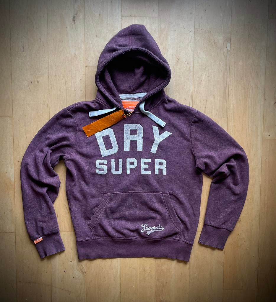 SuperDry High Dry Entry Fleece hoodie trui capuchun L paars, Ophalen of Verzenden, Zo goed als nieuw, Maat 52/54 (L), Paars