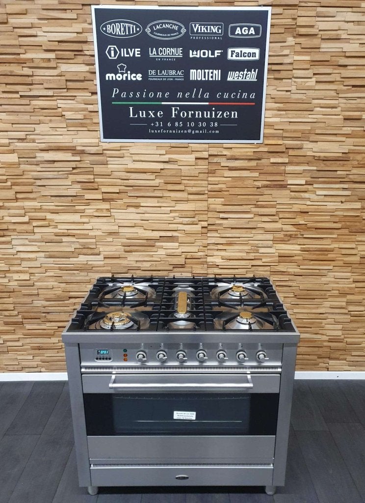 Boretti Fornuis 90cm RVS 5 pitten 1 elektrische oven, Niet ingevuld, 60 cm of meer, Niet ingevuld, Ophalen of Verzenden