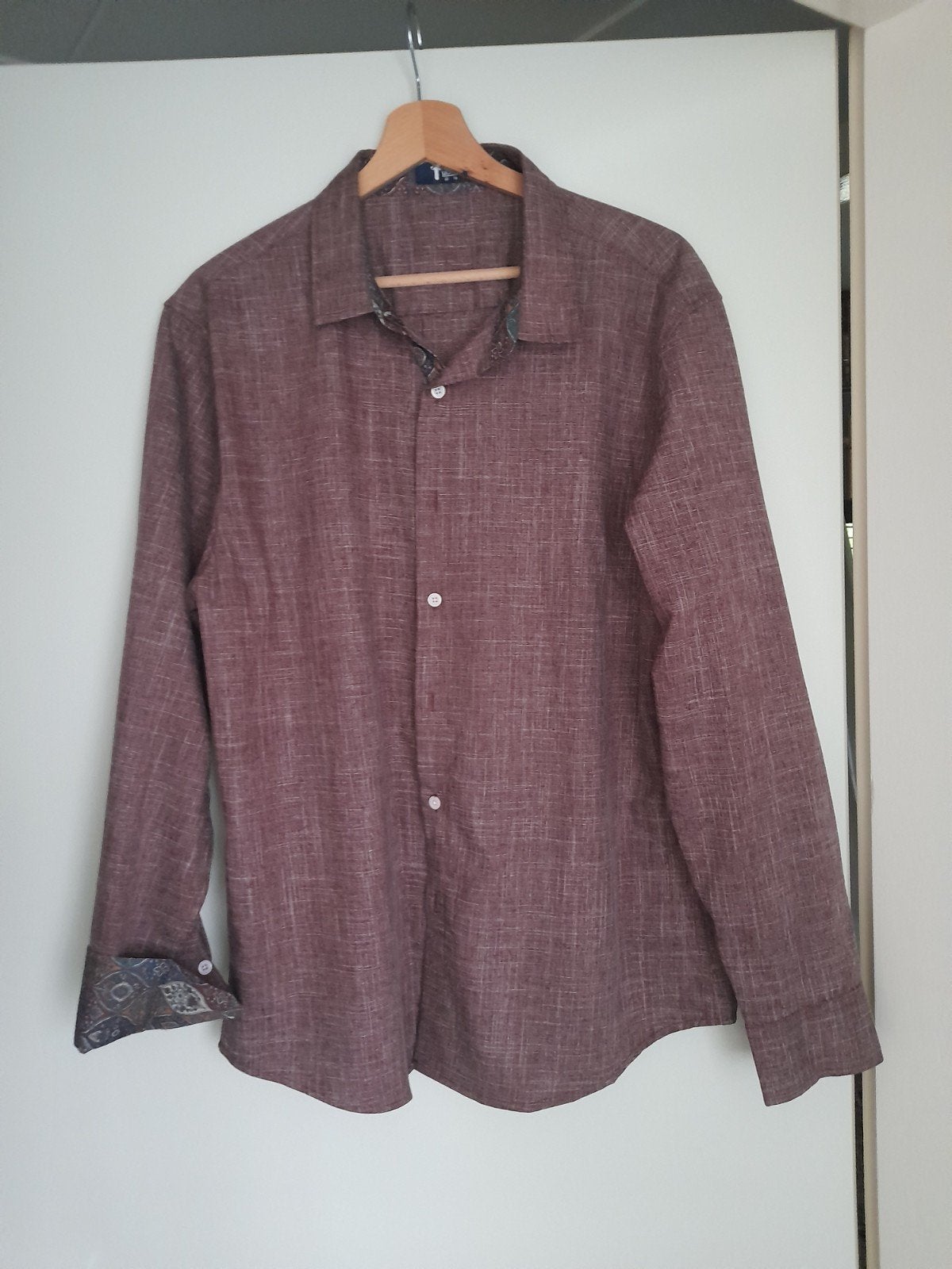 Herenoverhemd  mt L, Ophalen of Verzenden, Zo goed als nieuw, Blauw, Halswijdte 41/42 (L)
