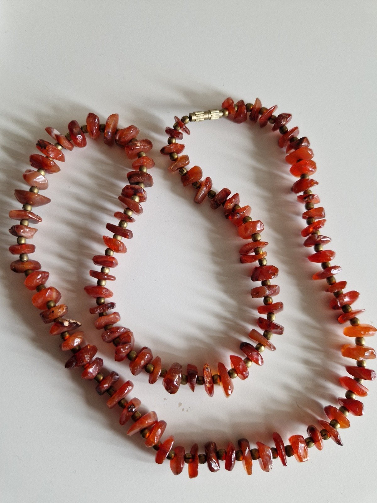 Vintage carneool ketting, Verzenden, Zo goed als nieuw, Oranje, Steen of Mineraal